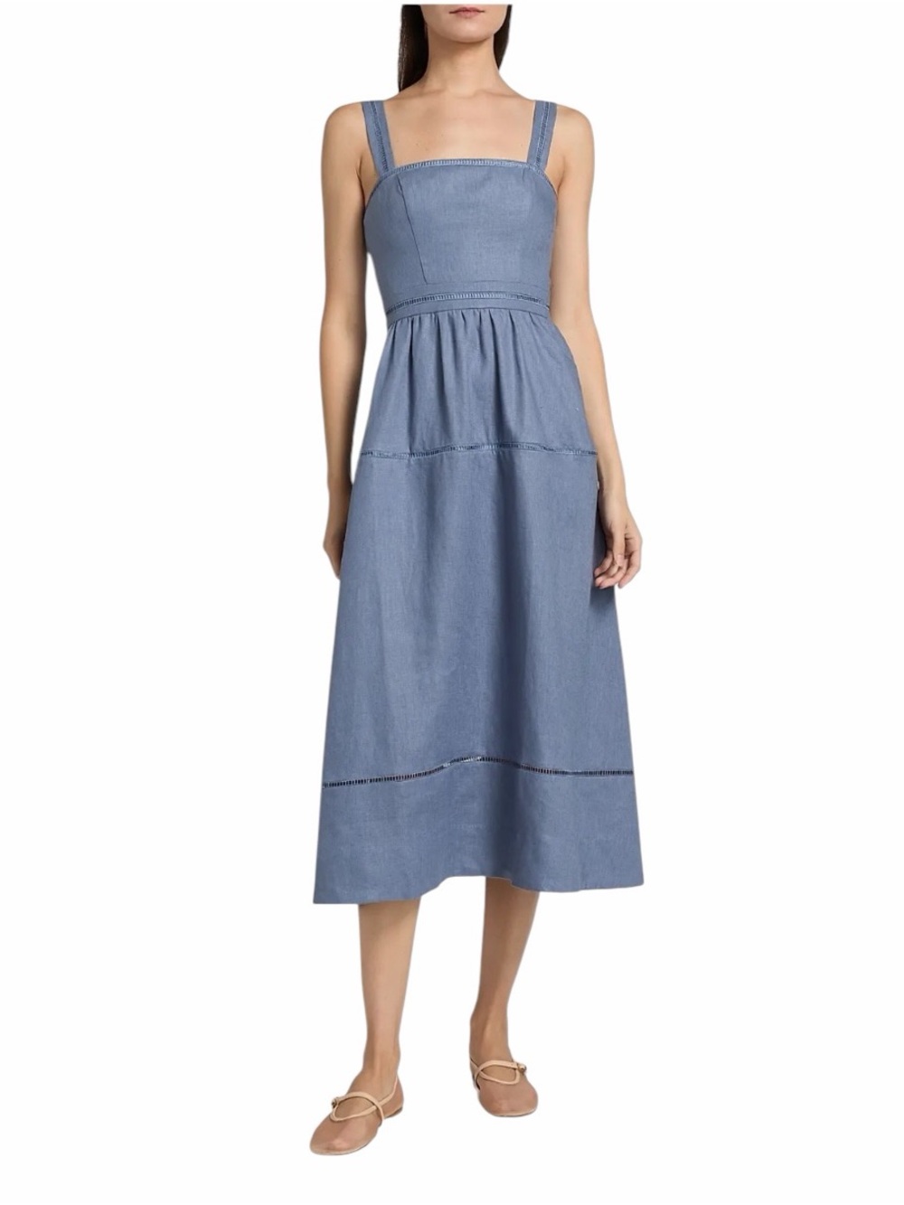 Reformation - NWT Everett Linen Midi Dress Cornflower Blue Size 2